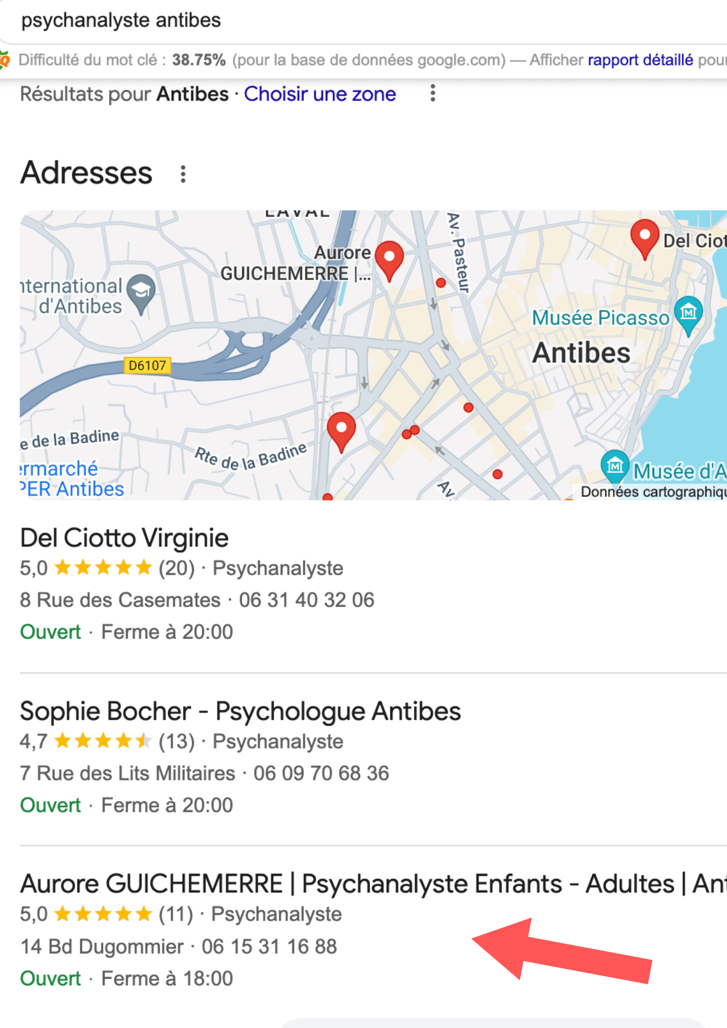 référencement local fiche google, antibes 06