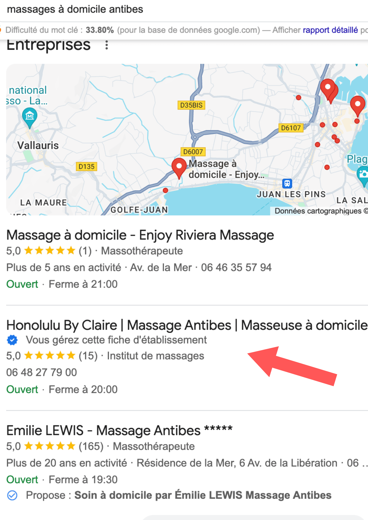 optimisation fiche google antibes, nice